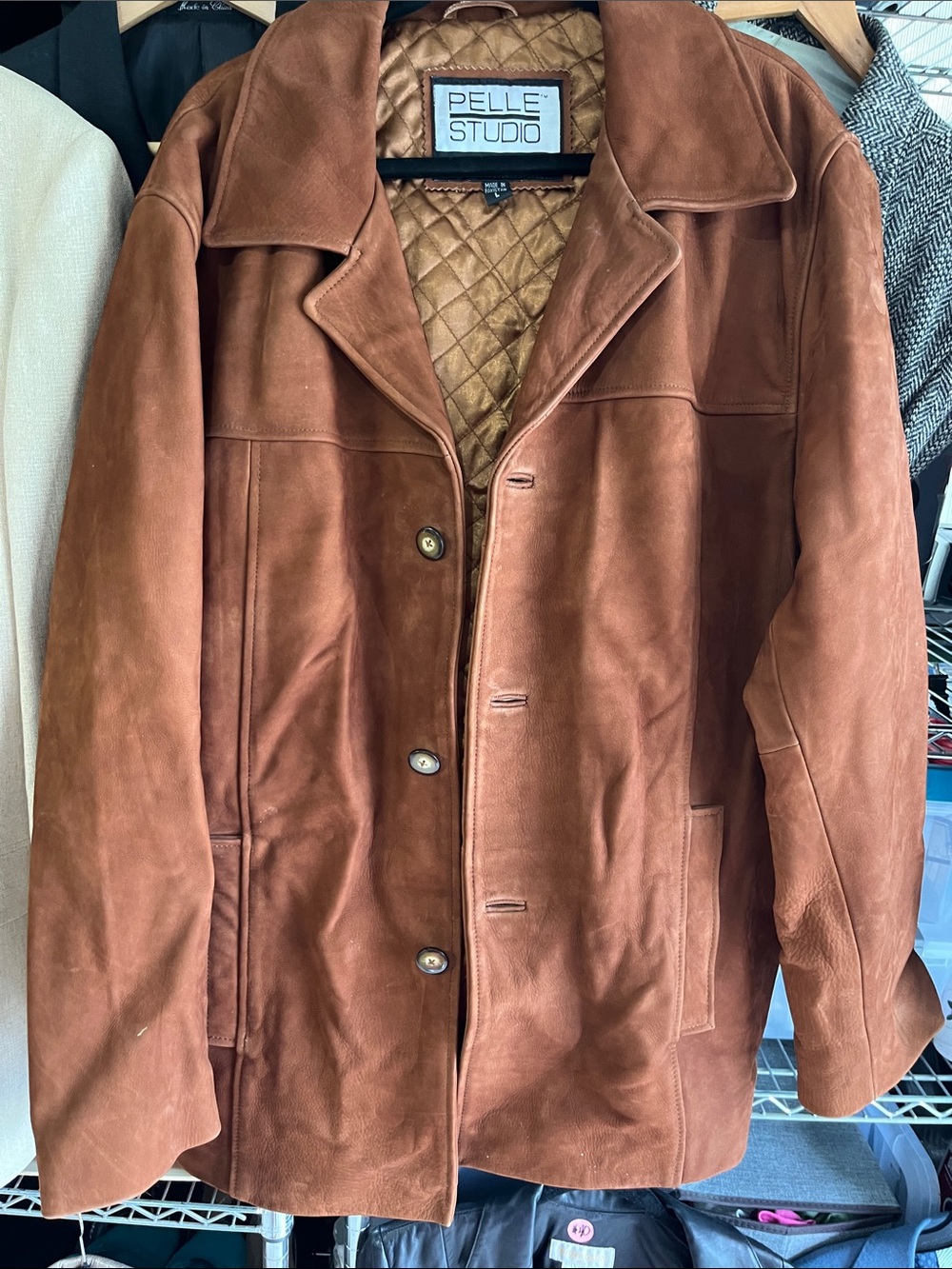 Pelle Studio Chestnut Brown Suede Button-Front Jacket